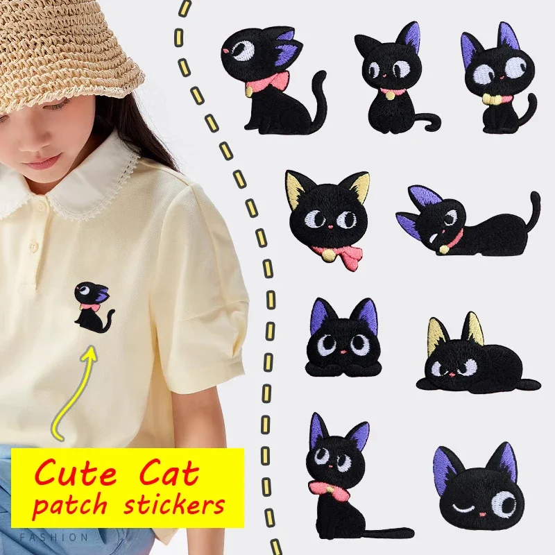 Embroidery On Black Shirt - ملصقات برسومات كرتونية ذاتية اللصق ذات