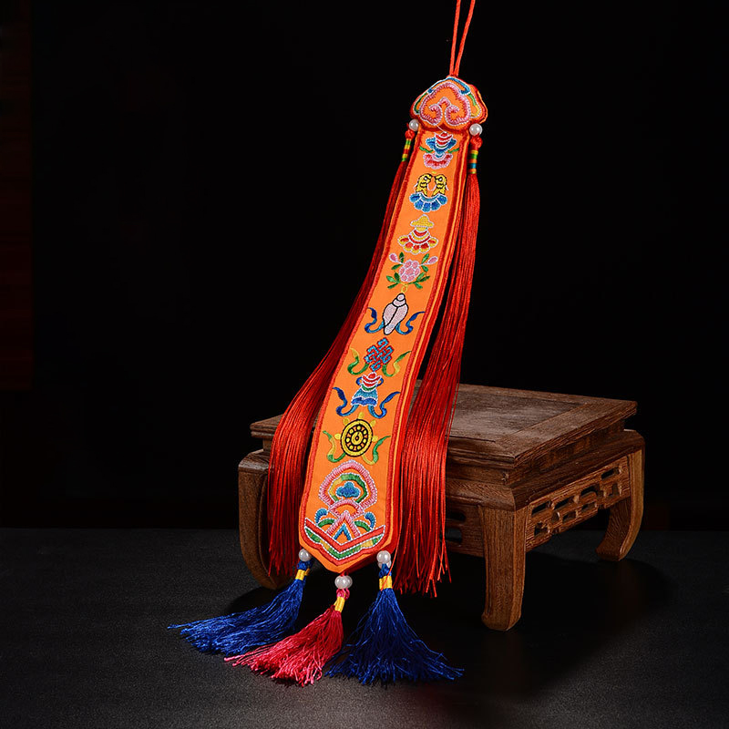 Embroidery Red - أعلام تبتية على شكل شريط، مصنوعة