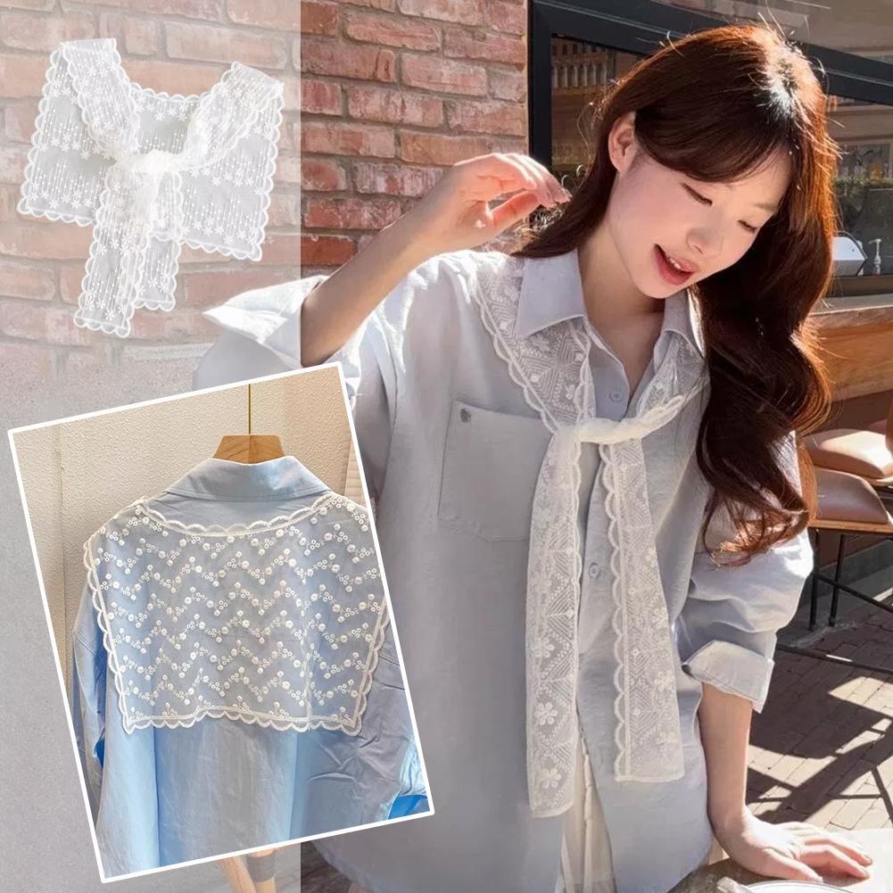 Embroidery Uniforms - شال دانتيل فرنسي للنساء، أنيق بتطريز
