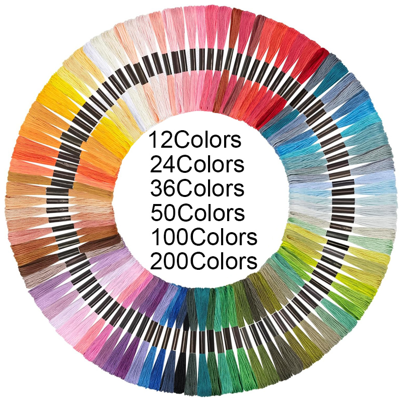 Embroidery Meaning - خيوط تطريز 12/24/36/50/100/200 لون، خيوط تطريز