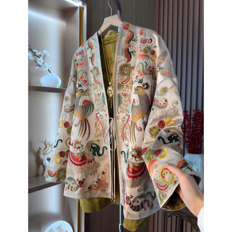 Embroidery Origin - سترة كيمونو صينية الطراز جديدة للنساء،