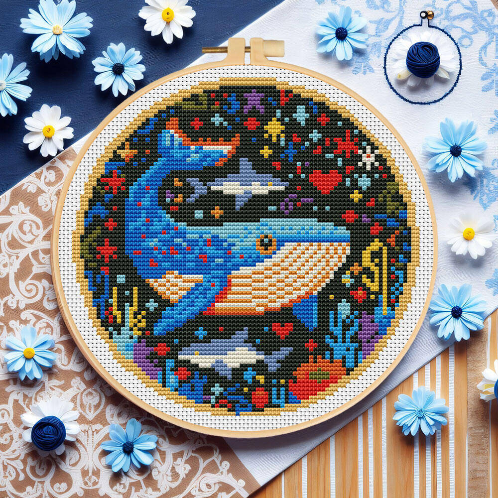 Embroidery Whale - DIY بها بنفسك عبر غرزة الحوت