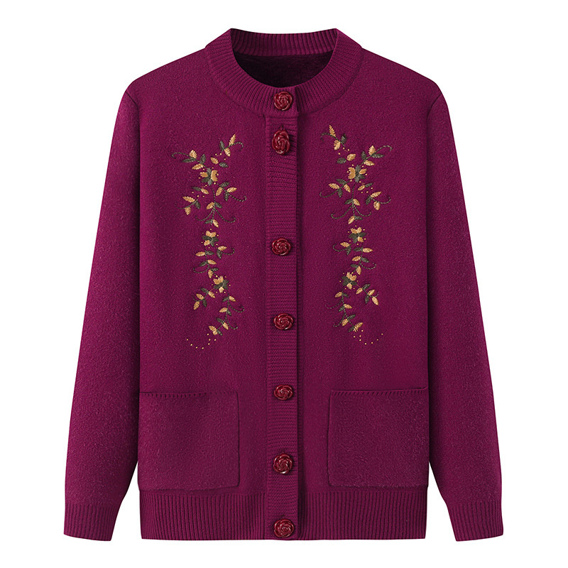 Embroidery Thread Yarn - منتصف العمر المرأة سترة مشغولة من
