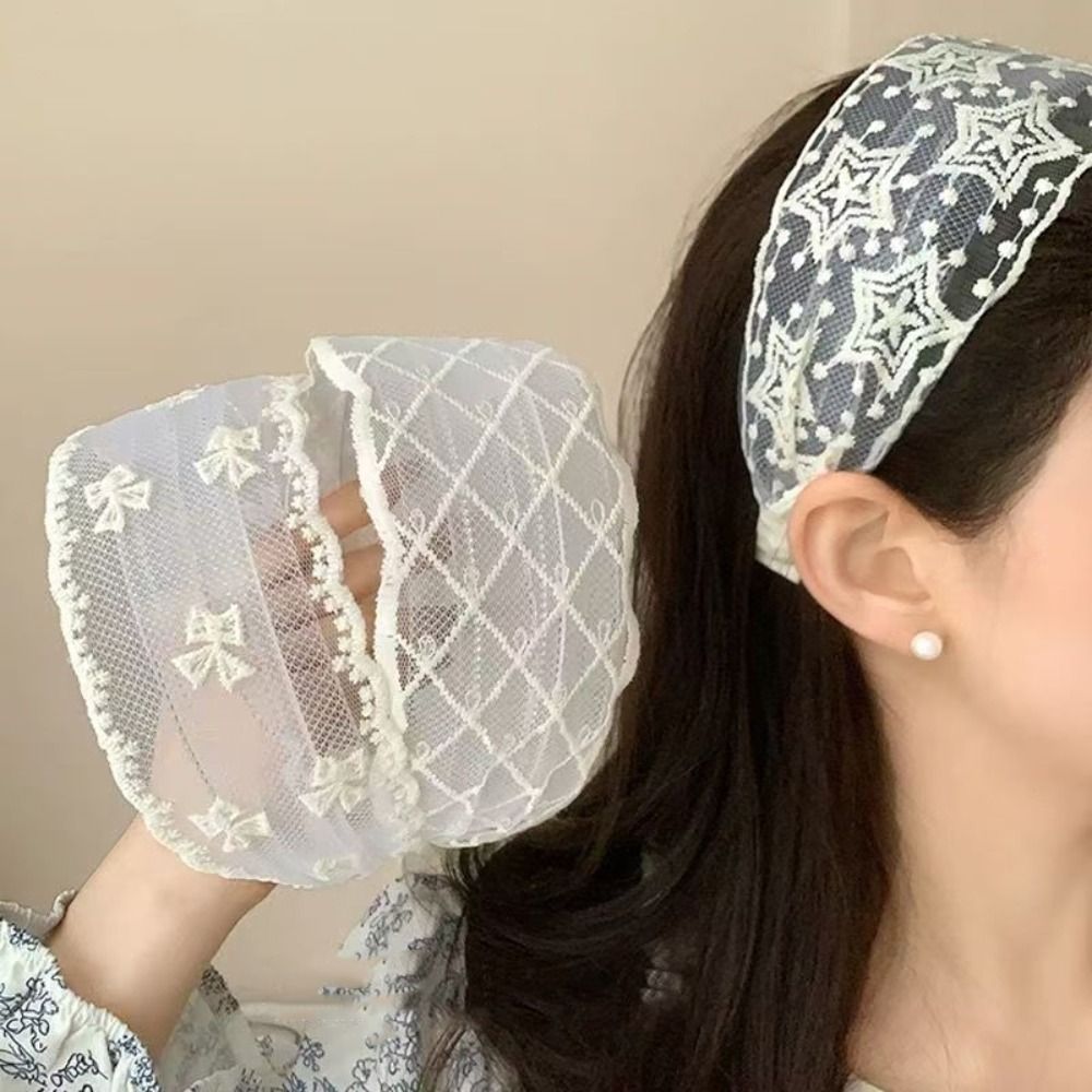 Embroidery Hooping - ربطة شعر بتصميم كوري أنيق، مطرزة