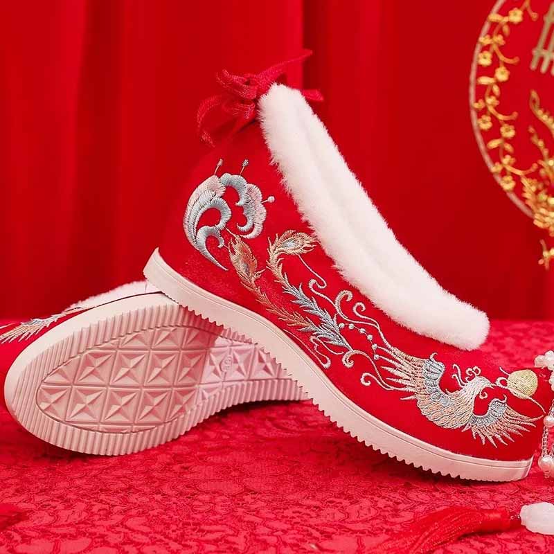 الشتاء Hanfu أحذية النساء الصي - مراجعة Embroidery Red وسعره