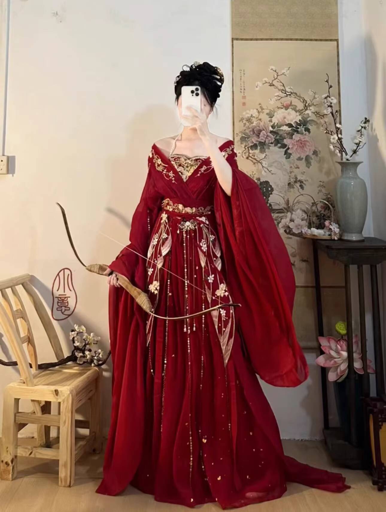 2025 حار Guofeng آلهة الزهور ا - مراجعة Embroidery Red وسعره