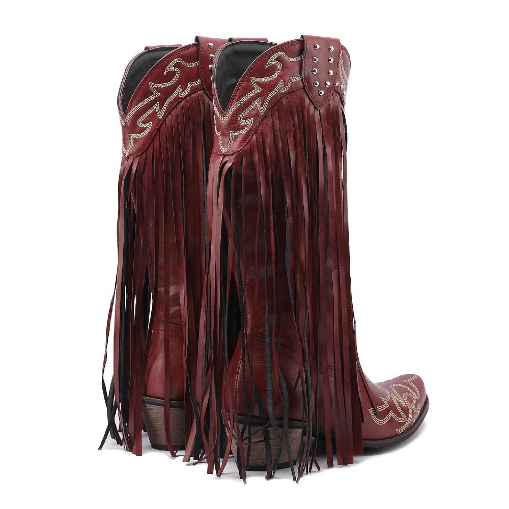 منتصف العجل أحذية للنساء ، مطر - مراجعة Embroidery Red وسعره
